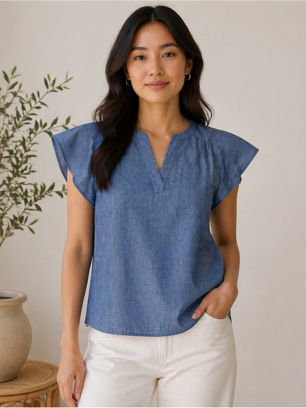 Banana Republic Blue Chambray Blouse